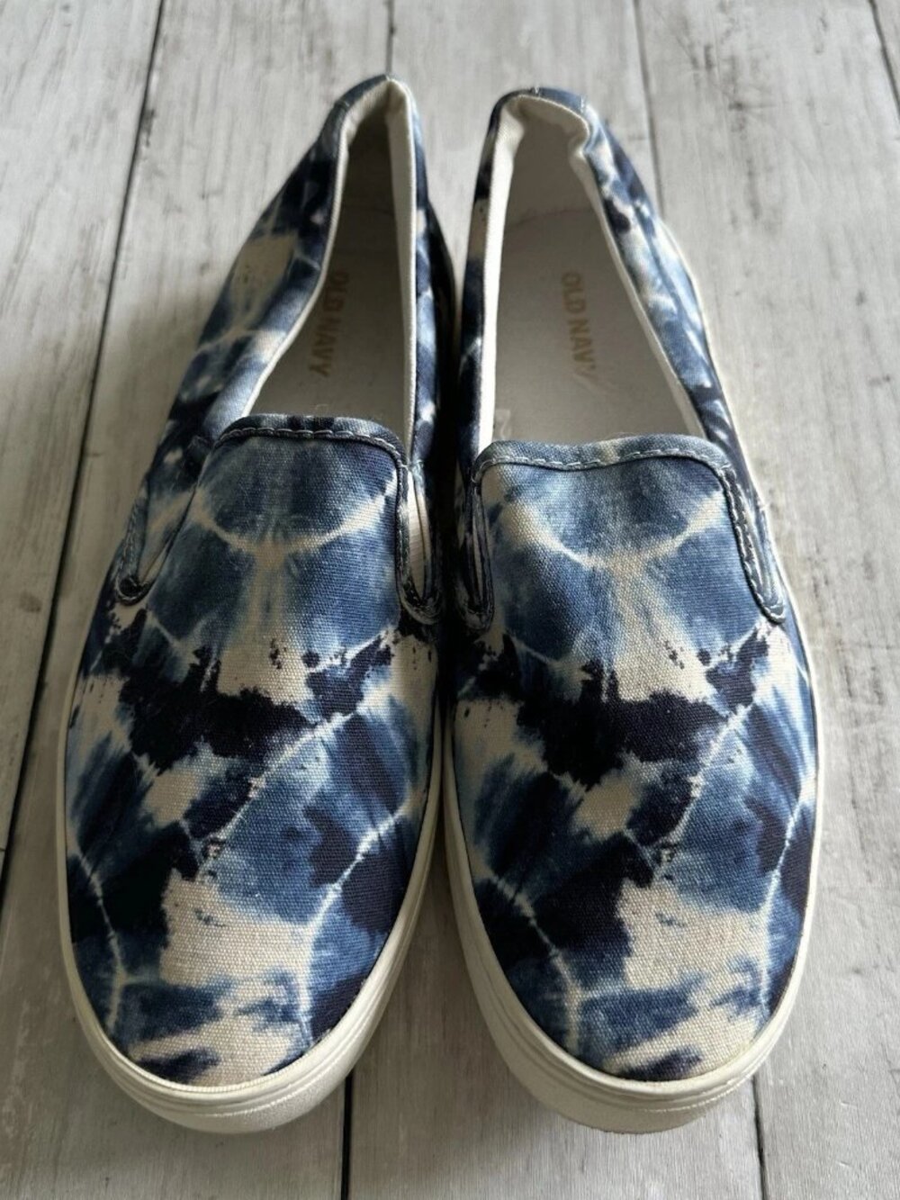 OLD NAVY UNISEX TIE DYE COOL SLIP- ON SNEAKERS BLUE WOMENS 7.5